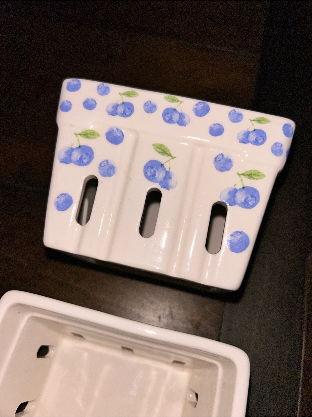 (2) Blueberry Ceramic Open Weave Baskets Container Berry Holder Bowl Dish NEW!